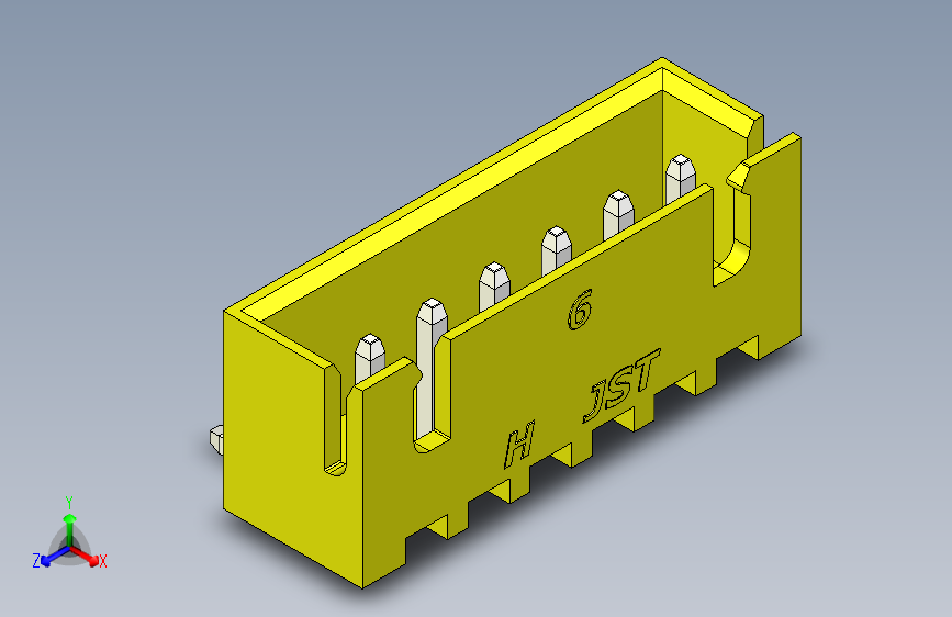 B2B JST XH 90 度连接器-YELLOW JST XH 6 PIN CONNECTOR - P 2.54mm - ANGLED