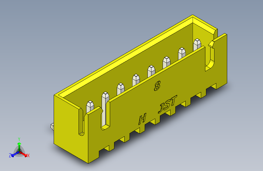 B2B JST XH 90 度连接器-YELLOW JST XH 8 PIN CONNECTOR - P 2.54mm - ANGLED