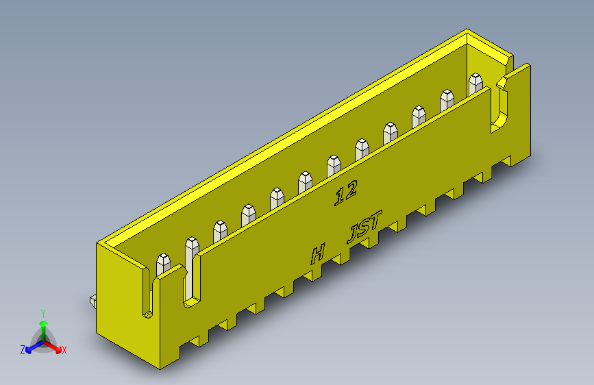 B2B JST XH 90 度连接器-YELLOW JST XH 12 PIN CONNECTOR - P 2.54mm - ANGLED