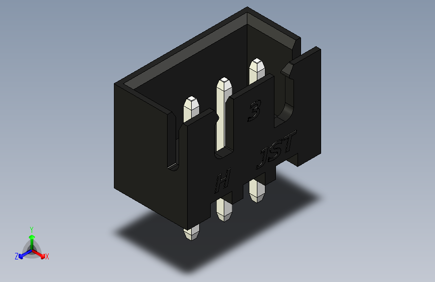 B2B JST XH 直针连接器-CONNECTOR BLACK JST XH 3 PIN - 2,54 mm