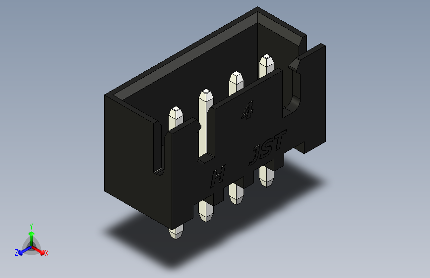 B2B JST XH 直针连接器-CONNECTOR BLACK JST XH 4 PIN - 2,54 mm