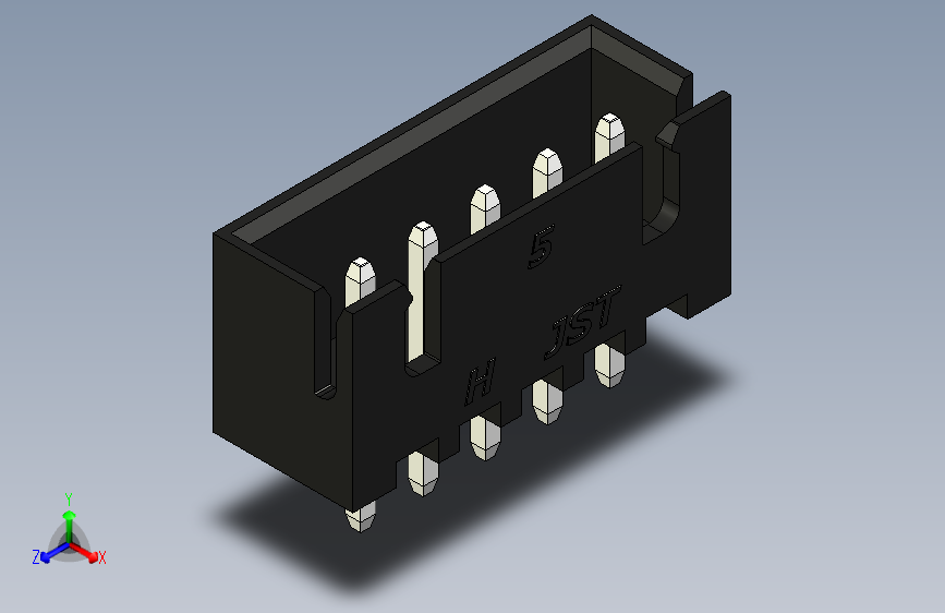 B2B JST XH 直针连接器-CONNECTOR BLACK JST XH 5 PIN - 2,54 mm