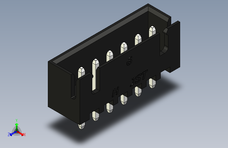 B2B JST XH 直针连接器-CONNECTOR BLACK JST XH 6 PIN - 2,54 mm