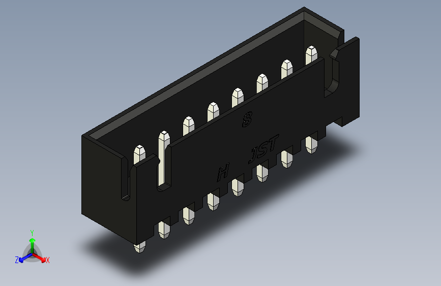B2B JST XH 直针连接器-CONNECTOR BLACK JST XH 8 PIN - 2,54 mm