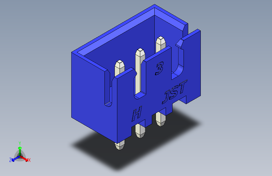 B2B JST XH 直针连接器-CONNECTOR BLUE JST XH 3 PIN - 2,54 mm