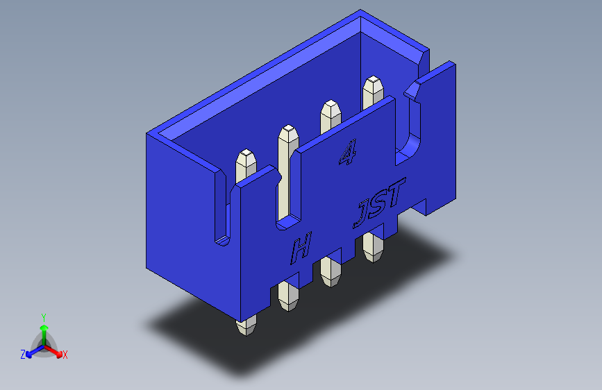 B2B JST XH 直针连接器-CONNECTOR BLUE JST XH 4 PIN - 2,54 mm
