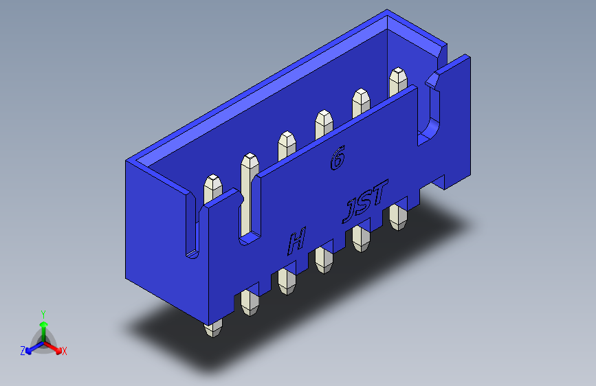 B2B JST XH 直针连接器-CONNECTOR BLUE JST XH 6 PIN - 2,54 mm