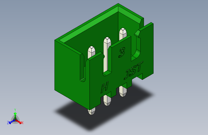 B2B JST XH 直针连接器-CONNECTOR GREEN JST XH 3 PIN - 2,54 mm