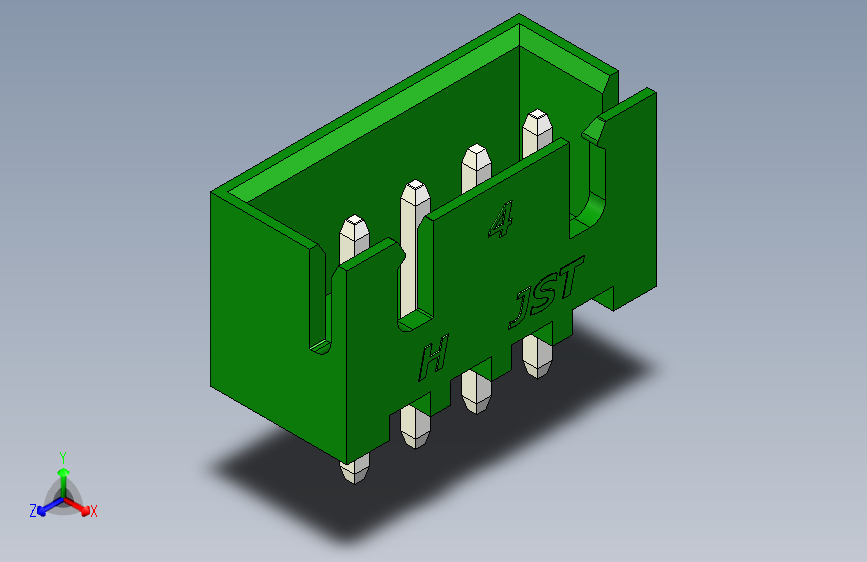 B2B JST XH 直针连接器-CONNECTOR GREEN JST XH 4 PIN - 2,54 mm