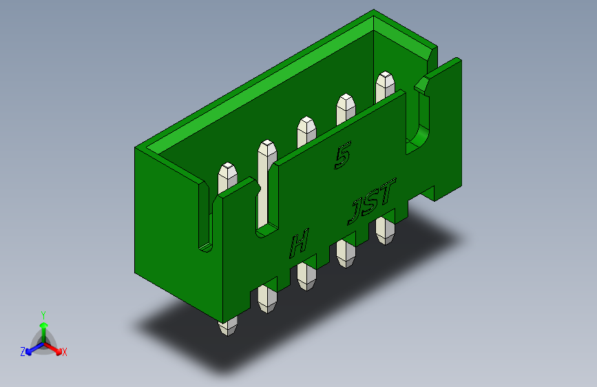 B2B JST XH 直针连接器-CONNECTOR GREEN JST XH 5 PIN - 2,54 mm