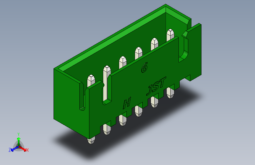 B2B JST XH 直针连接器-CONNECTOR GREEN JST XH 6 PIN - 2,54 mm