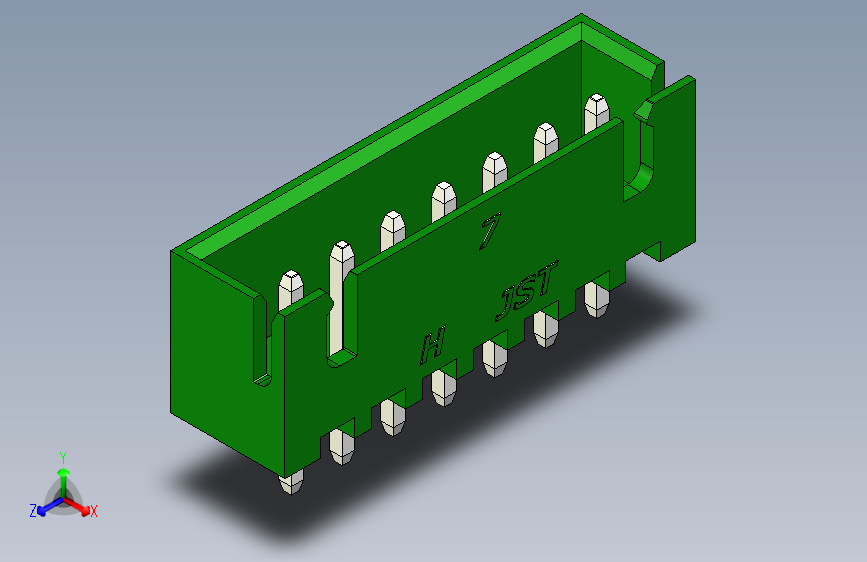 B2B JST XH 直针连接器-CONNECTOR GREEN JST XH 7 PIN - 2,54 mm