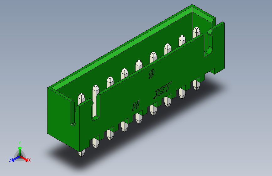 B2B JST XH 直针连接器-CONNECTOR GREEN JST XH 9 PIN - 2,54 mm