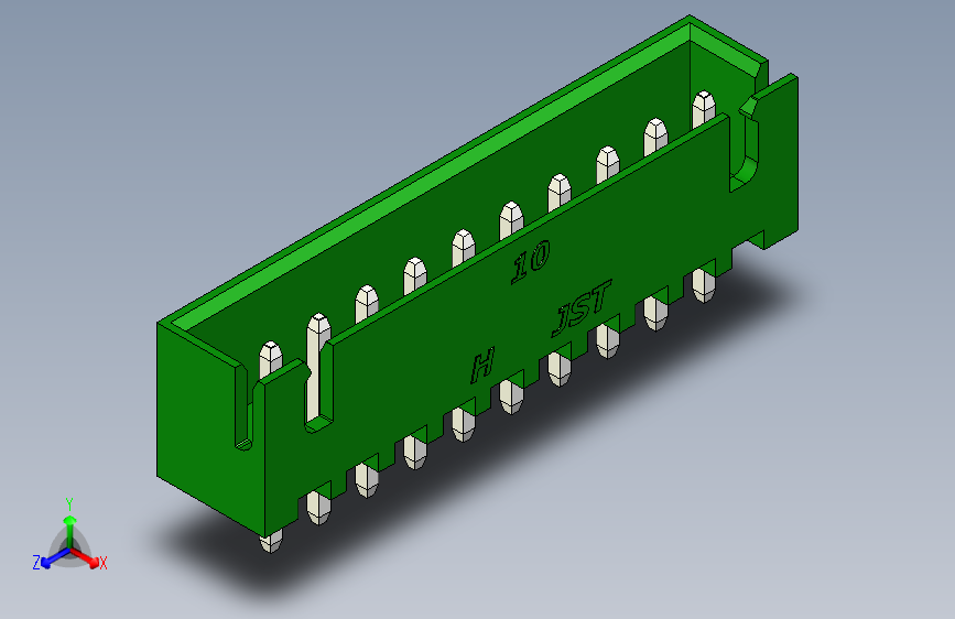 B2B JST XH 直针连接器-CONNECTOR GREEN JST XH 10 PIN - 2,54 mm