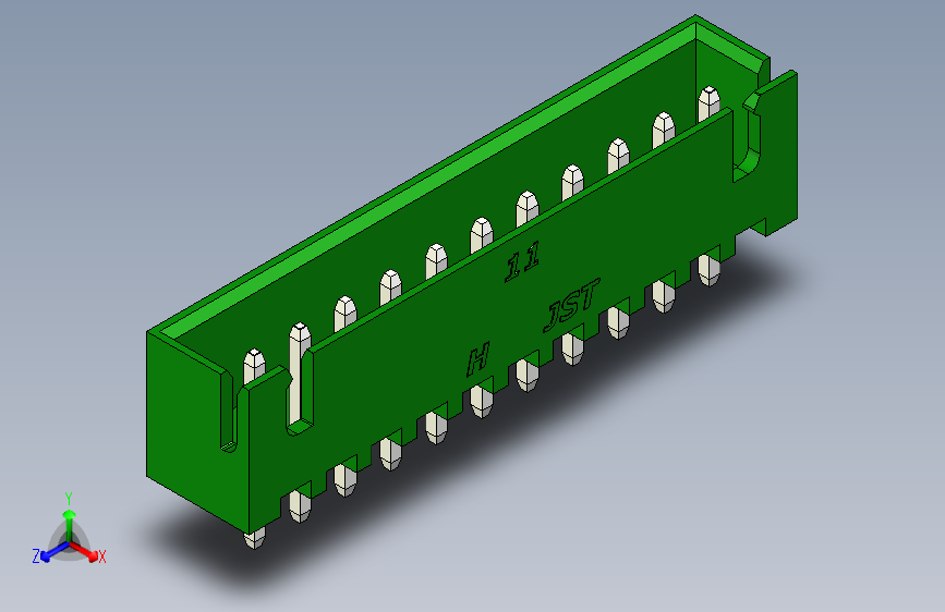 B2B JST XH 直针连接器-CONNECTOR GREEN JST XH 11 PIN - 2,54 mm
