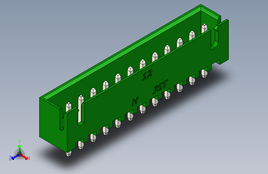 B2B JST XH 直针连接器-CONNECTOR GREEN JST XH 12 PIN - 2,54 mm