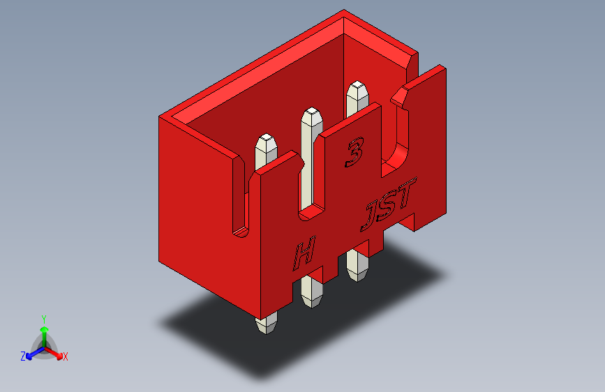B2B JST XH 直针连接器-CONNECTOR RED JST XH 3 PIN - 2,54 mm