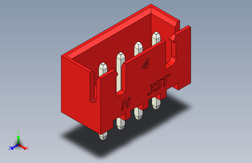 B2B JST XH 直针连接器-CONNECTOR RED JST XH 4 PIN - 2,54 mm