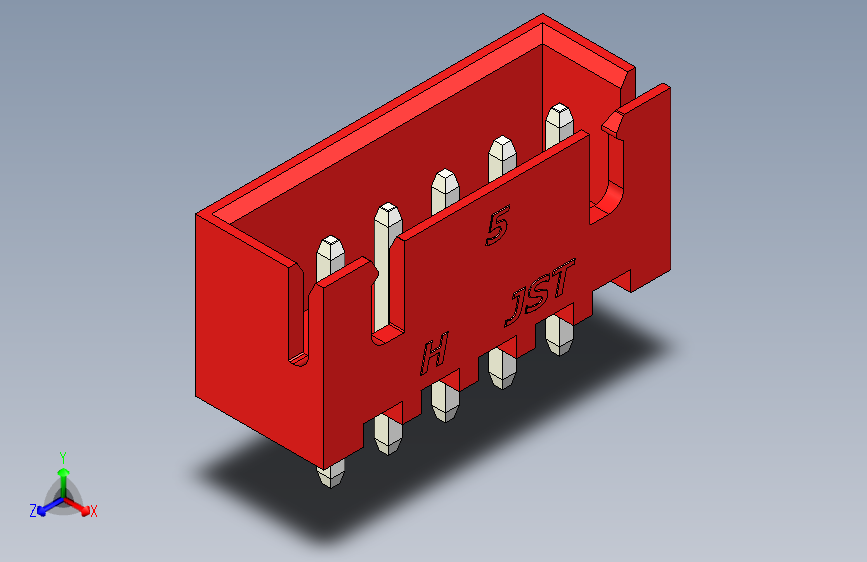 B2B JST XH 直针连接器-CONNECTOR RED JST XH 5 PIN - 2,54 mm
