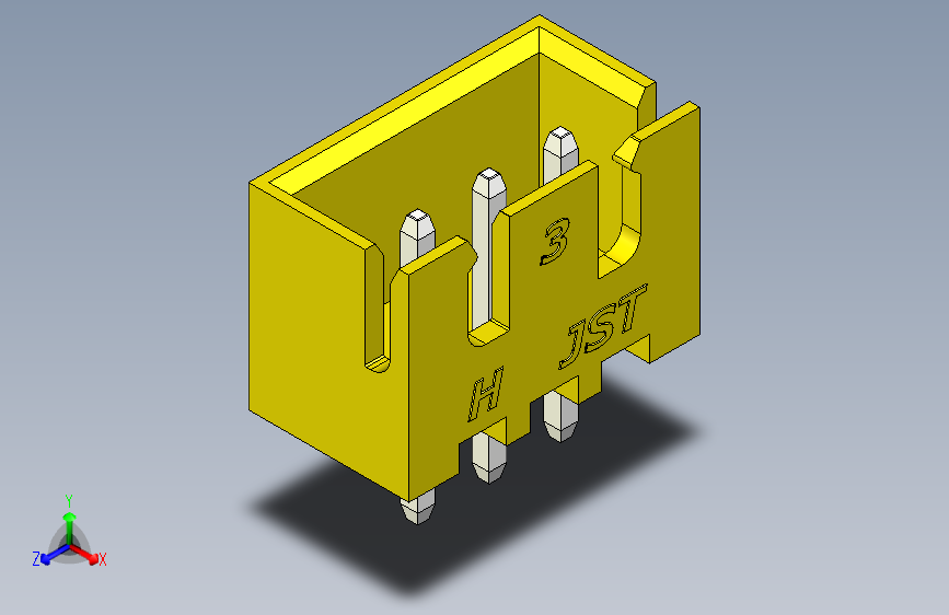 B2B JST XH 直针连接器-CONNECTOR YELLOW JST XH 3 PIN - 2,54 mm