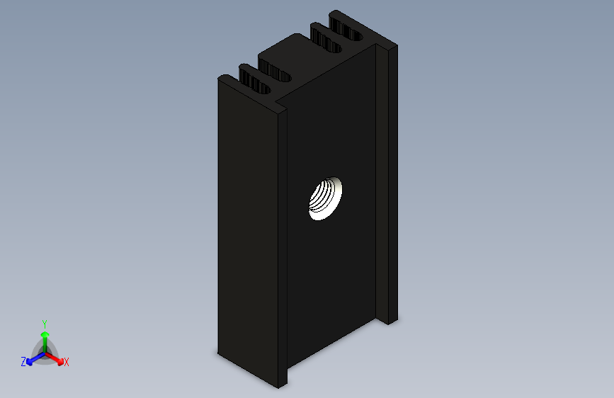 散热器-Black Heatsink - Dimensions 25 x 12.6 x 6.5 mm. Hole at 13.5mm.stp