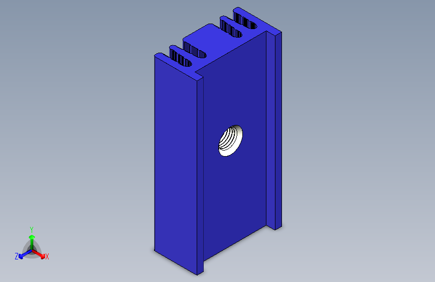 散热器-Blue Heatsink - Dimensions 25 x 12.6 x 6.5 mm. Hole at 13.5mm.stp