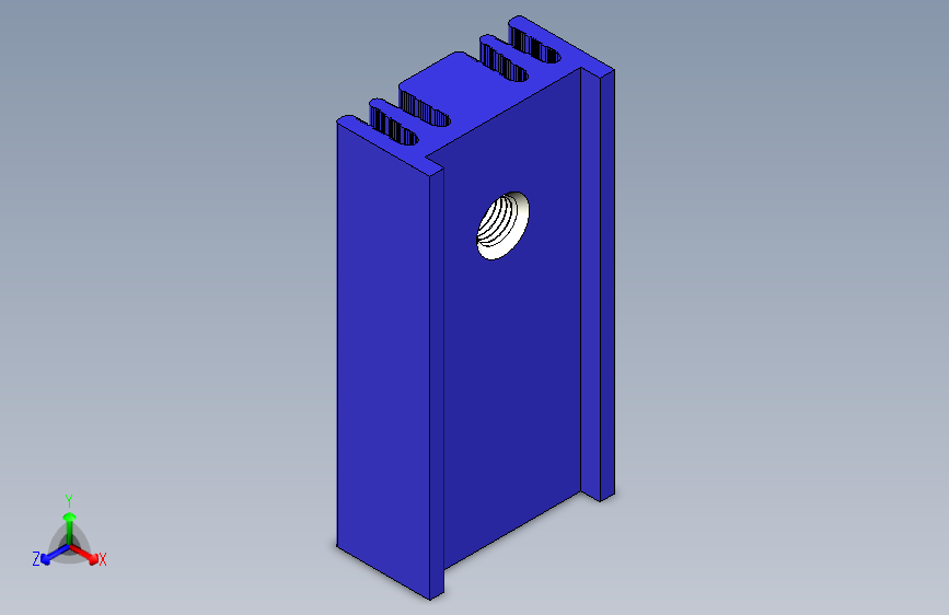 散热器-Blue Heatsink - Dimensions 25 x 12.6 x 6.5 mm. Hole at 18.3mm.stp
