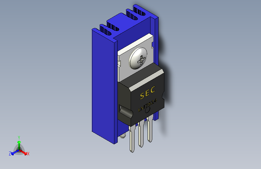 散热器-LM7824 Blue Heatsink - 25 x 12.6 x 6.5 mm. Hole at 18.3mm. Pin fixing