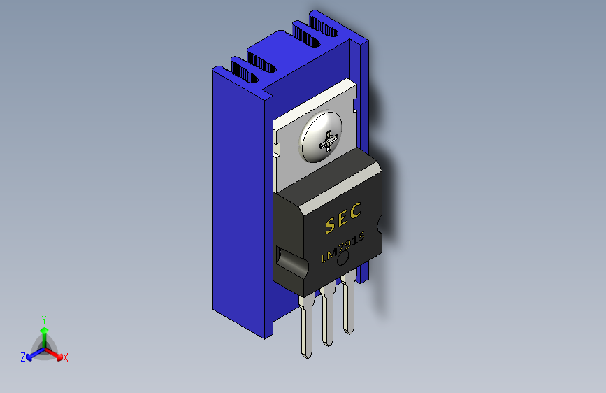 散热器-LM7915 Blue Heatsink 25 x 12.6 x 6.5 mm. Hole at 18.3mm