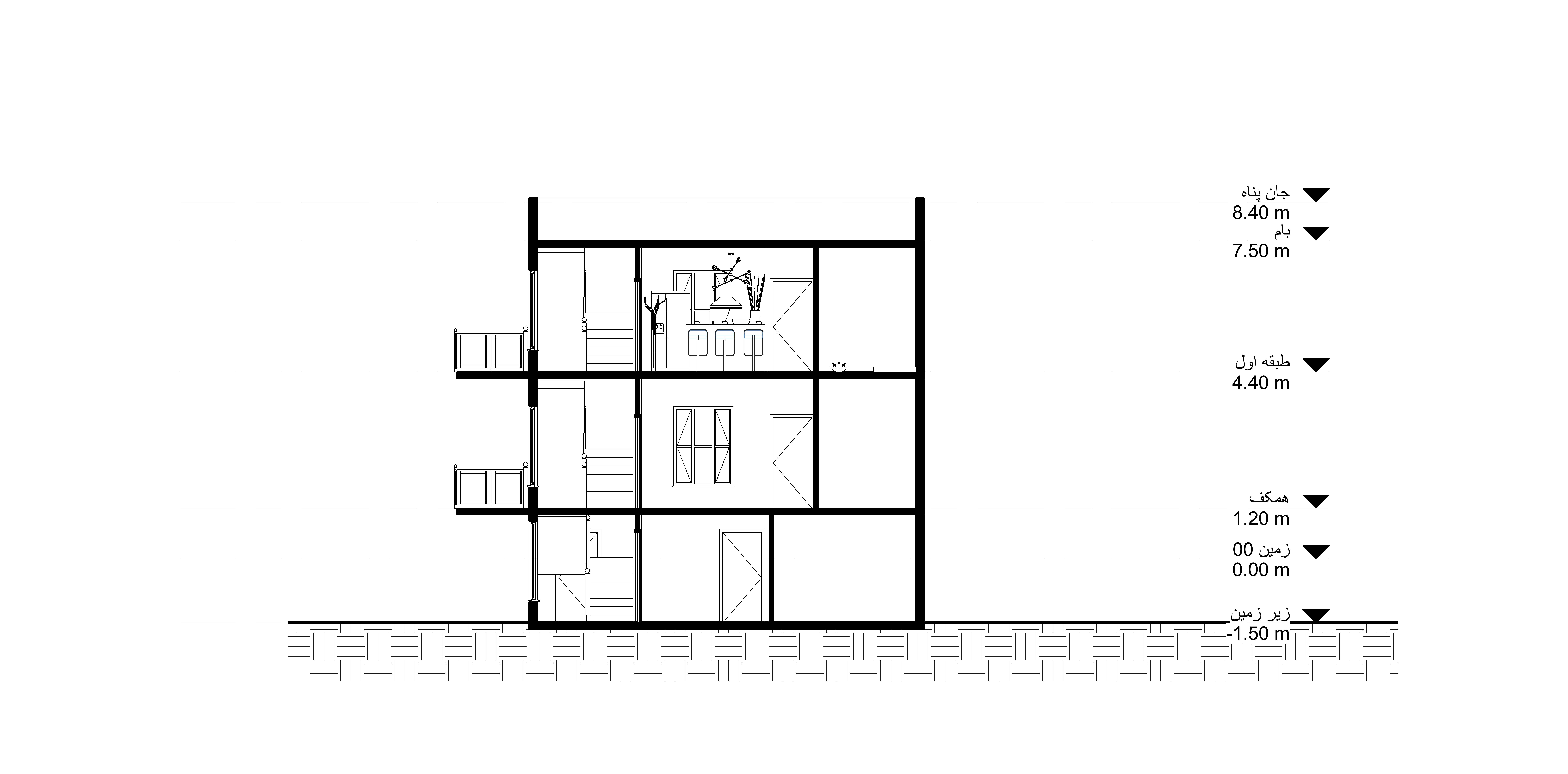 3层100平方米公寓Revit