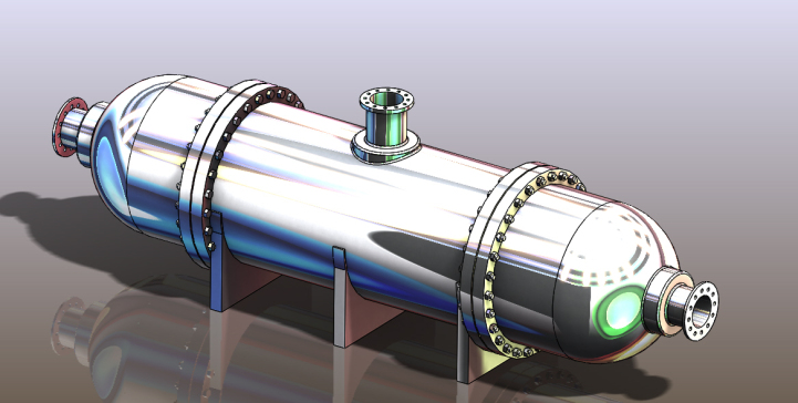 换热器罐体3D数模图纸 Solidworks设计