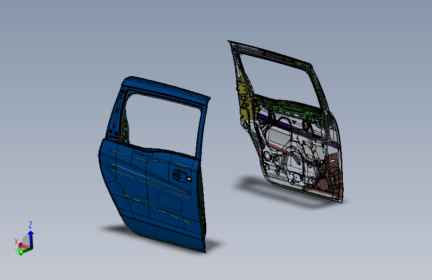 汽车车门数模三维SW模型