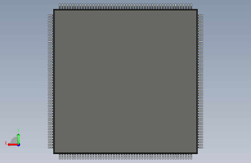 qfp封装-QFP50P3000X3000X160-208N 背面视图