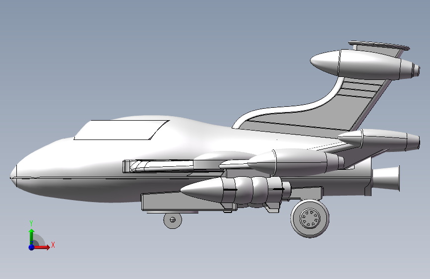 玩具飞机设计solidworks模型 正面视图