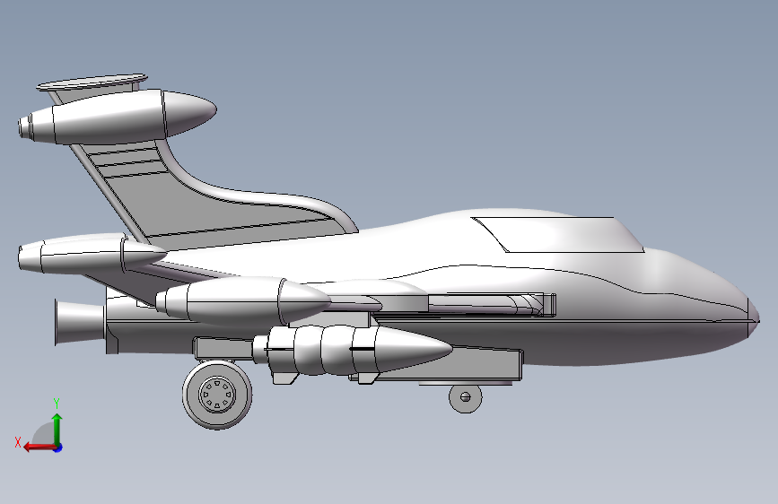玩具飞机设计solidworks模型 背面视图