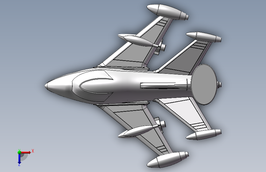 玩具飞机设计solidworks模型 俯视图