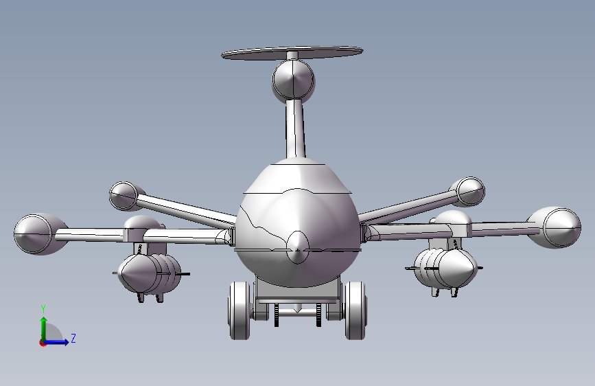 玩具飞机设计solidworks模型 左侧视图
