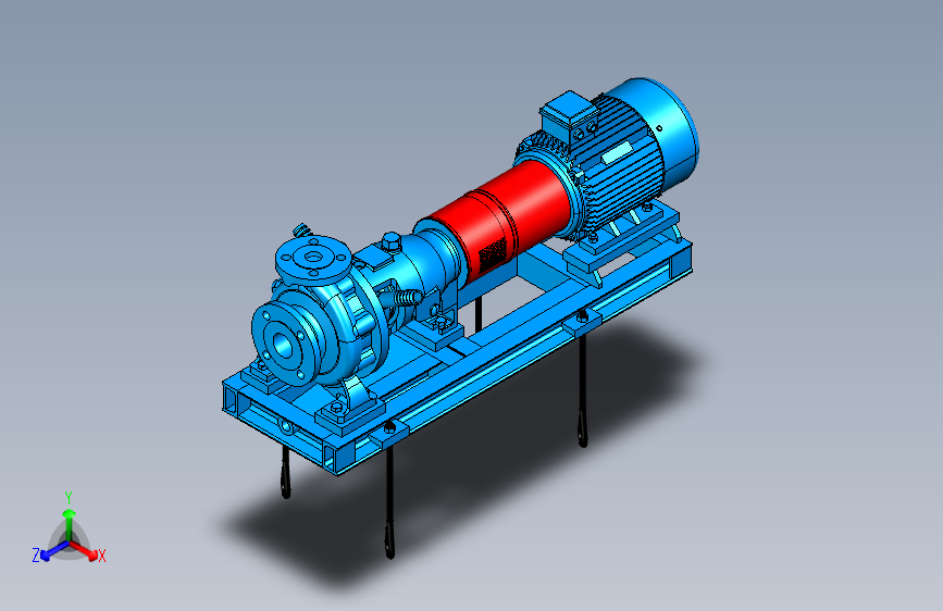 离心泵3D安装图 CZ32-160-100L-2 主视图