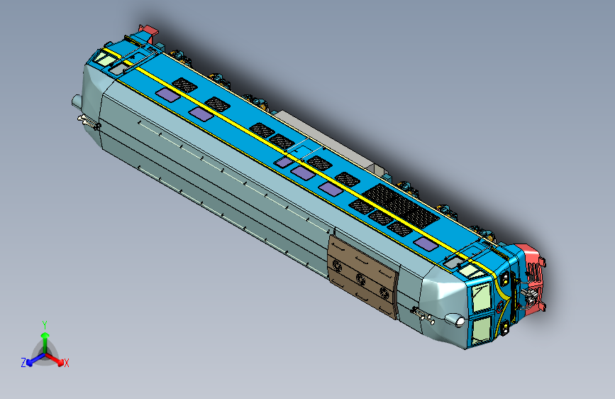 DF4D火车头带转向架三维模型