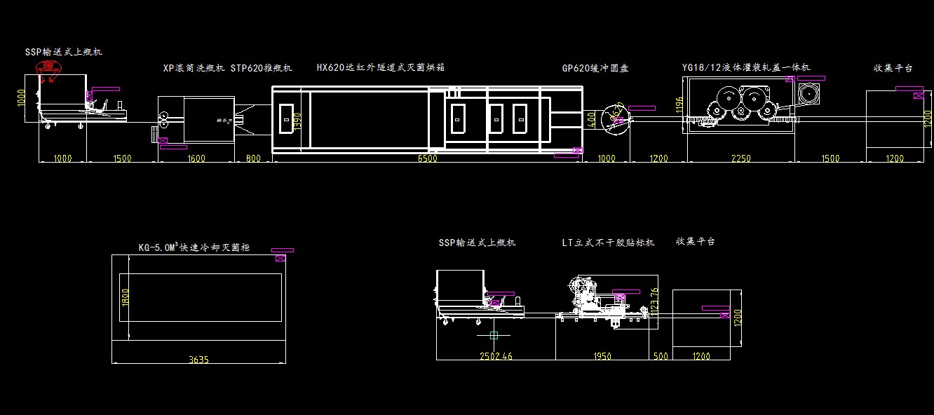 100ml玻璃瓶液体灌装线方案图