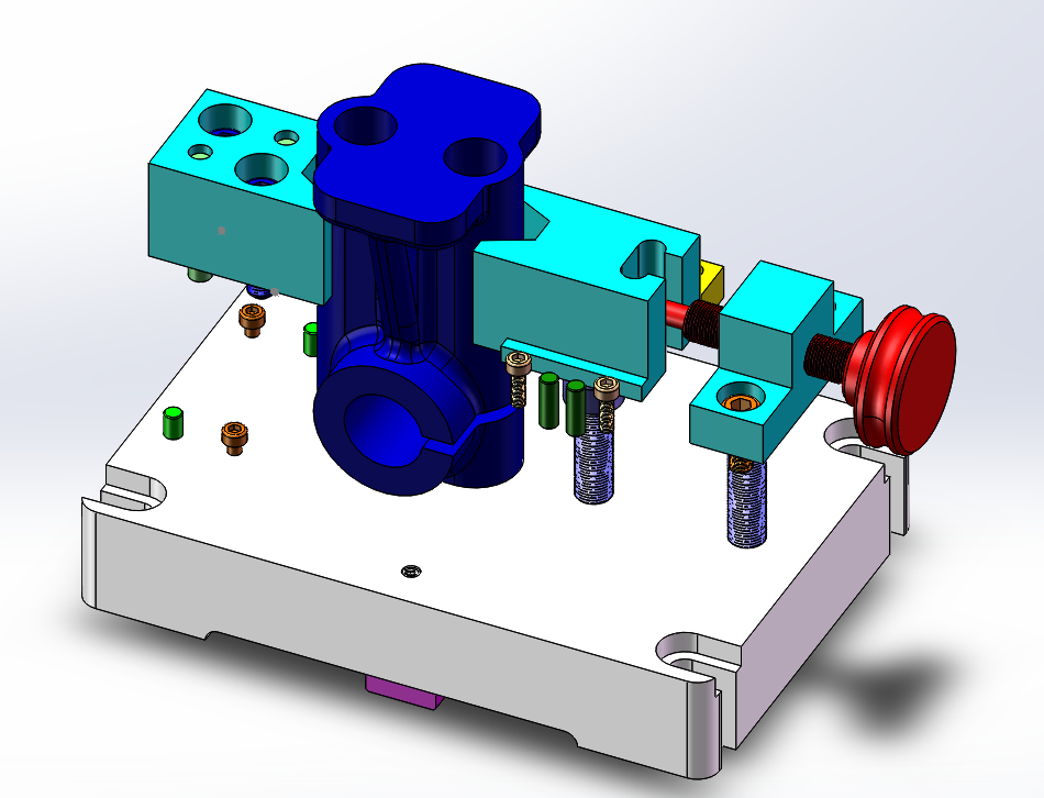 气门摇杆轴支座铣底面夹具设计 Solidworks 2016 模型图纸下载 懒石网