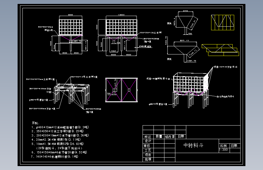 石料厂中转料斗图纸