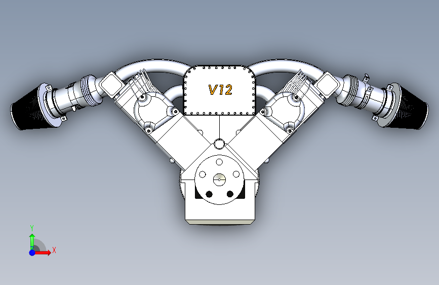 PowerEngineering V12汽车发动机图纸 正面视图
