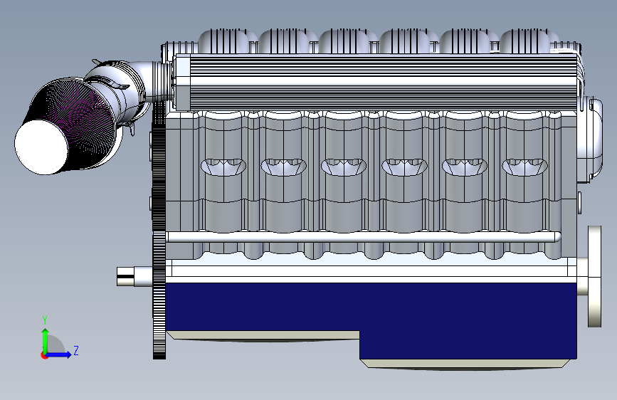 PowerEngineering V12汽车发动机图纸 左侧视图