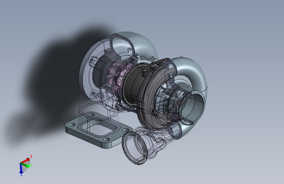 TURBO电磁轴承涡轮增压器三维SW模型