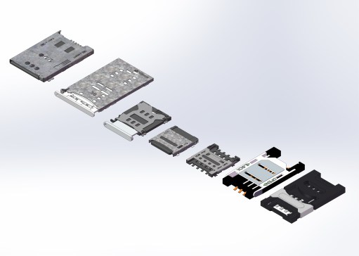 SIM TF卡座（7种）三维SW模型