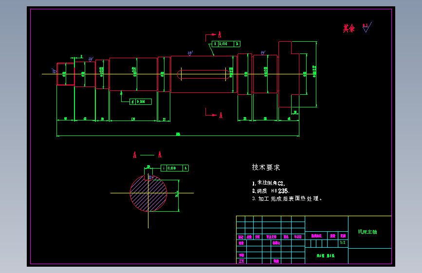 题目29-分级变速主传动系统设计:Nmin=35.5rmin;Nmax=800rmin;Z=8级;公比为1.41;电动机功率P=3kW;电机转速n=710-1420rmin 主视图