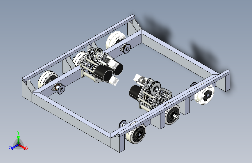 麦克纳姆轮小车传动系和换挡器3D数模图纸 x_t格式