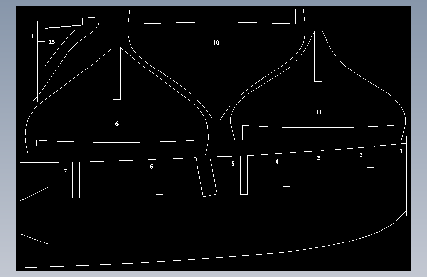 自开料美洲号帆船CAD