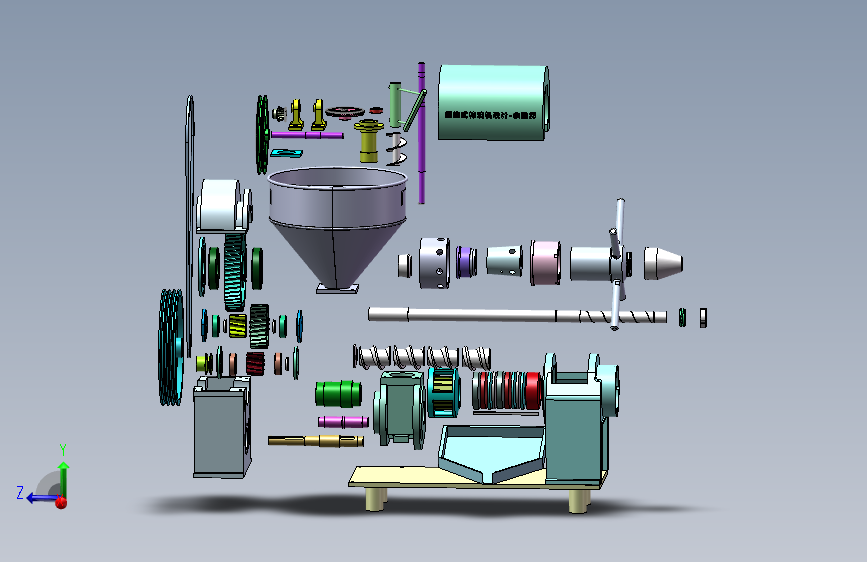 螺旋式榨油机设计图三维SW+CAD图+说明书